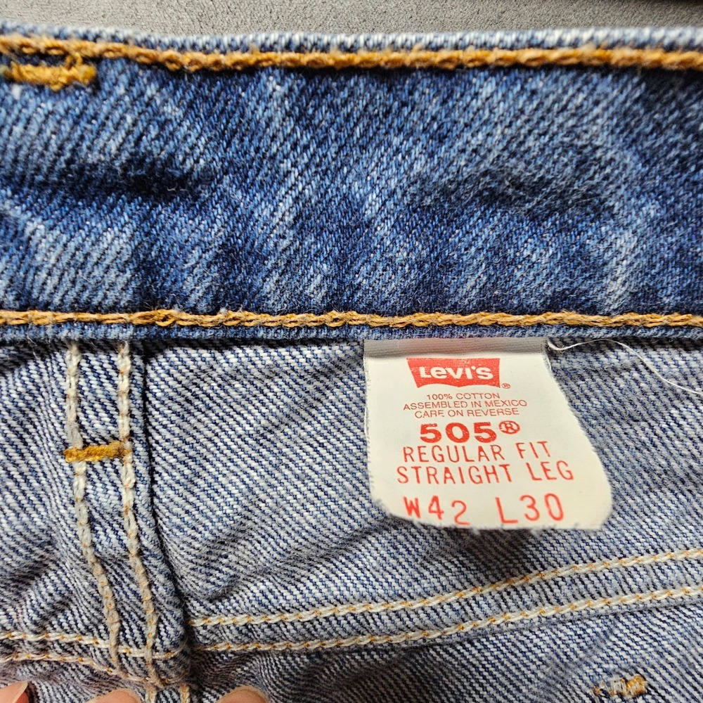 Levis 505 Men's Regular Fit Straight Leg Orange Tab Blue Denim Jeans 0295